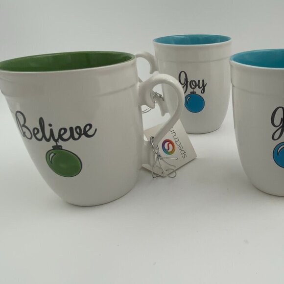 Spectrum Designz Large Christmas Mugs Believe & Joy 16oz Joy & Happy Set Of 4 - Picture 8 of 9